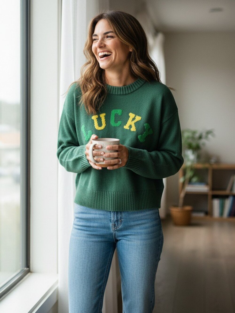 15: Grayson Threads “Lucky” Green Cropped Sweater Size S | St Patrick’s Day